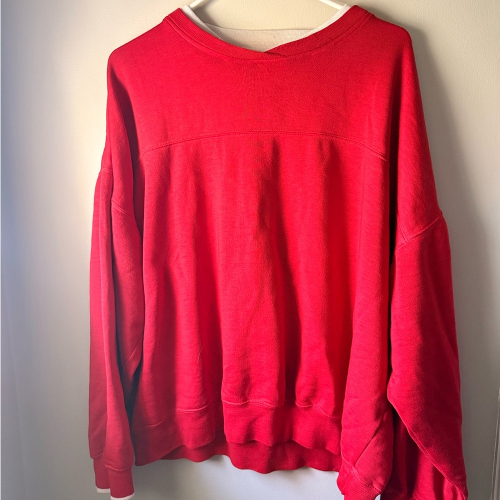 Vintage St. John's Bay Men's Bright Red Crewneck Sweatshirt